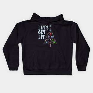 Funny Christmas Tree Let's Get Lit Kids Hoodie